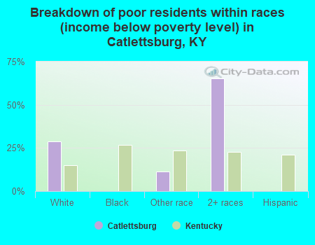 Breakdown of poor residents within races (income below poverty level) in Catlettsburg, KY