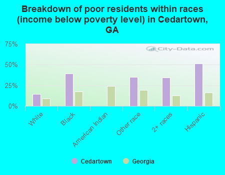 Breakdown of poor residents within races (income below poverty level) in Cedartown, GA