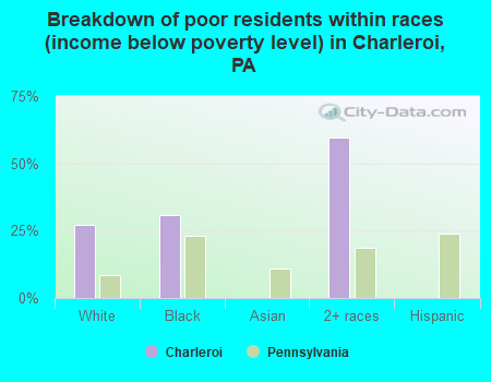 Breakdown of poor residents within races (income below poverty level) in Charleroi, PA