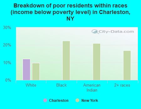 Breakdown of poor residents within races (income below poverty level) in Charleston, NY