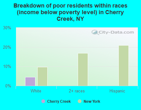 Breakdown of poor residents within races (income below poverty level) in Cherry Creek, NY