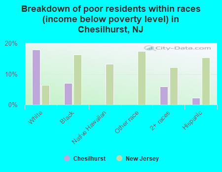 Breakdown of poor residents within races (income below poverty level) in Chesilhurst, NJ