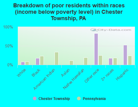 Breakdown of poor residents within races (income below poverty level) in Chester Township, PA