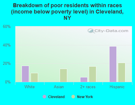 Breakdown of poor residents within races (income below poverty level) in Cleveland, NY