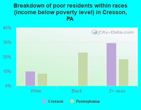 Breakdown of poor residents within races (income below poverty level) in Cresson, PA