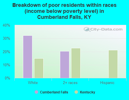 Breakdown of poor residents within races (income below poverty level) in Cumberland Falls, KY
