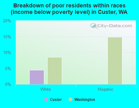 Breakdown of poor residents within races (income below poverty level) in Custer, WA
