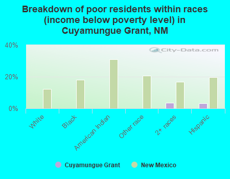 Breakdown of poor residents within races (income below poverty level) in Cuyamungue Grant, NM