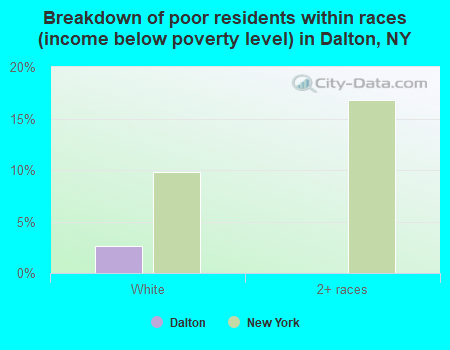Breakdown of poor residents within races (income below poverty level) in Dalton, NY