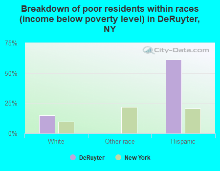 Breakdown of poor residents within races (income below poverty level) in DeRuyter, NY
