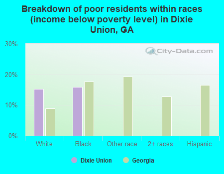 Breakdown of poor residents within races (income below poverty level) in Dixie Union, GA