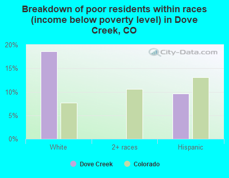 Breakdown of poor residents within races (income below poverty level) in Dove Creek, CO