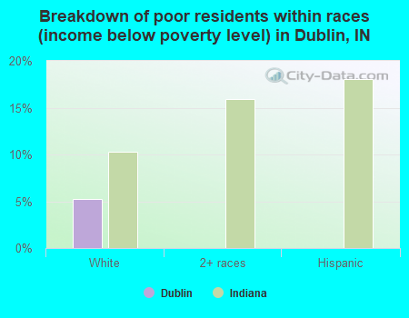 Breakdown of poor residents within races (income below poverty level) in Dublin, IN