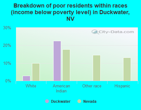 Breakdown of poor residents within races (income below poverty level) in Duckwater, NV
