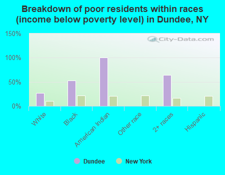 Breakdown of poor residents within races (income below poverty level) in Dundee, NY