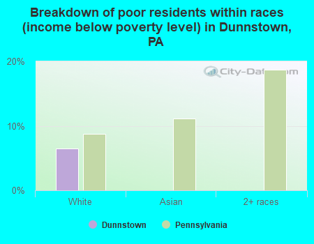 Breakdown of poor residents within races (income below poverty level) in Dunnstown, PA