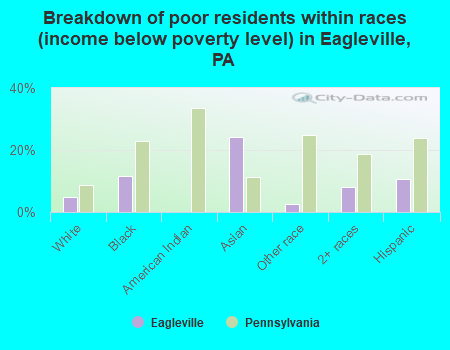 Breakdown of poor residents within races (income below poverty level) in Eagleville, PA