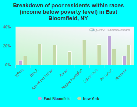 Breakdown of poor residents within races (income below poverty level) in East Bloomfield, NY