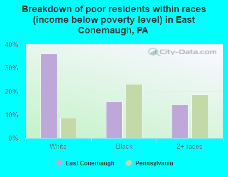 Breakdown of poor residents within races (income below poverty level) in East Conemaugh, PA