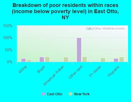Breakdown of poor residents within races (income below poverty level) in East Otto, NY
