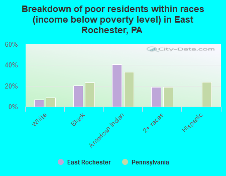 Breakdown of poor residents within races (income below poverty level) in East Rochester, PA