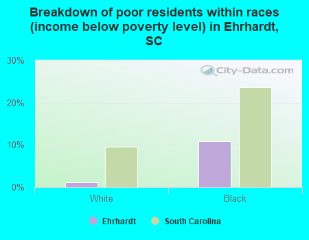 Breakdown of poor residents within races (income below poverty level) in Ehrhardt, SC