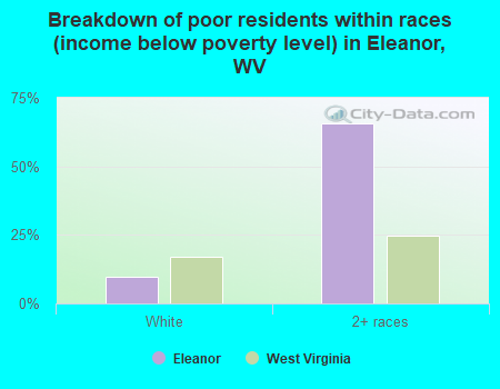 Breakdown of poor residents within races (income below poverty level) in Eleanor, WV
