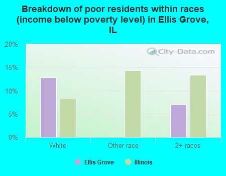 Breakdown of poor residents within races (income below poverty level) in Ellis Grove, IL