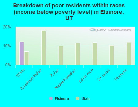 Breakdown of poor residents within races (income below poverty level) in Elsinore, UT
