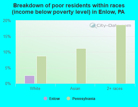 Breakdown of poor residents within races (income below poverty level) in Enlow, PA