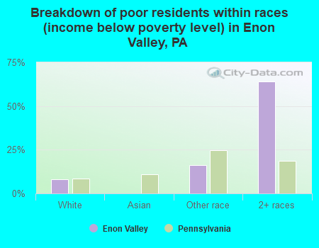Breakdown of poor residents within races (income below poverty level) in Enon Valley, PA