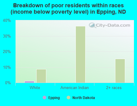 Breakdown of poor residents within races (income below poverty level) in Epping, ND