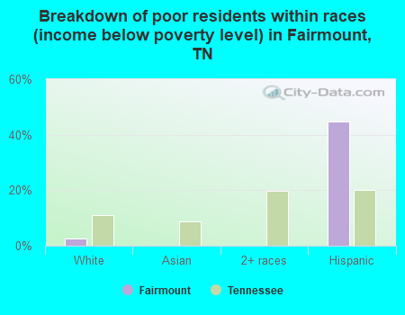 Breakdown of poor residents within races (income below poverty level) in Fairmount, TN