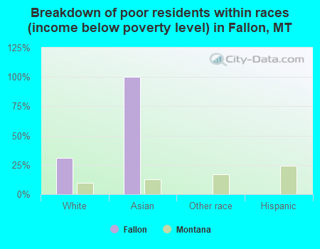 Breakdown of poor residents within races (income below poverty level) in Fallon, MT