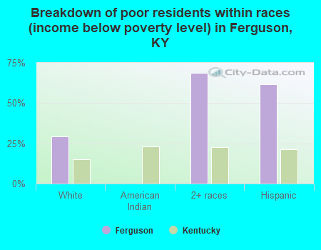 Breakdown of poor residents within races (income below poverty level) in Ferguson, KY