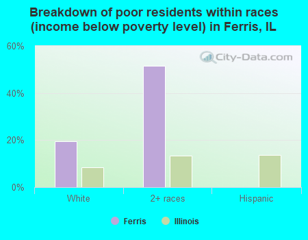 Breakdown of poor residents within races (income below poverty level) in Ferris, IL