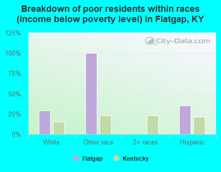 Breakdown of poor residents within races (income below poverty level) in Flatgap, KY