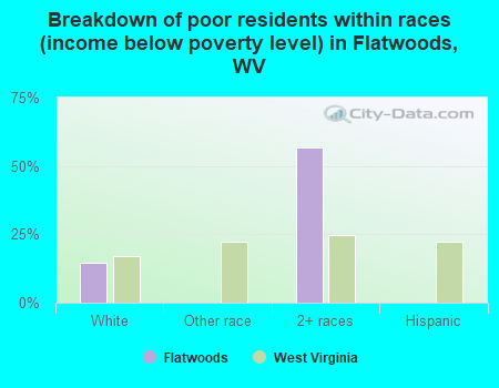 Breakdown of poor residents within races (income below poverty level) in Flatwoods, WV