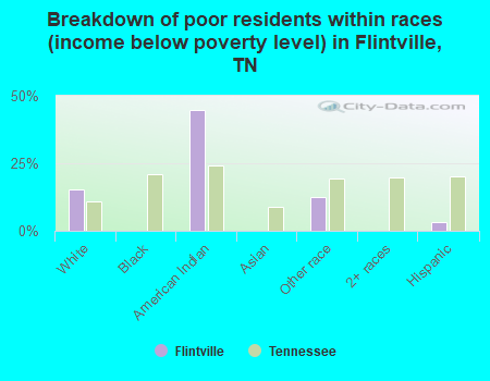 Breakdown of poor residents within races (income below poverty level) in Flintville, TN