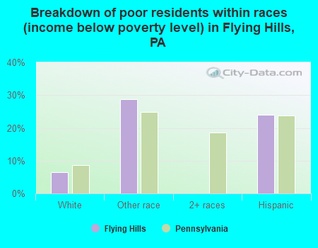 Breakdown of poor residents within races (income below poverty level) in Flying Hills, PA