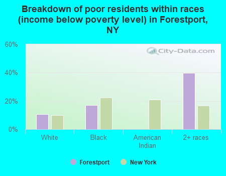 Breakdown of poor residents within races (income below poverty level) in Forestport, NY