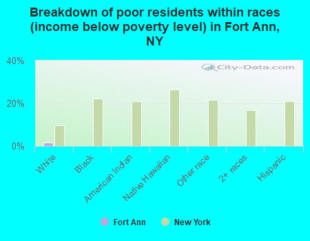 Breakdown of poor residents within races (income below poverty level) in Fort Ann, NY