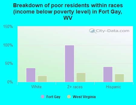 Breakdown of poor residents within races (income below poverty level) in Fort Gay, WV