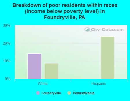 Breakdown of poor residents within races (income below poverty level) in Foundryville, PA