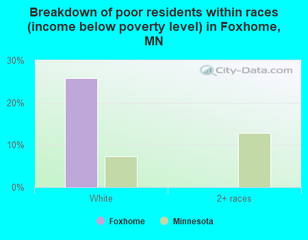 Breakdown of poor residents within races (income below poverty level) in Foxhome, MN