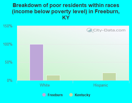 Breakdown of poor residents within races (income below poverty level) in Freeburn, KY
