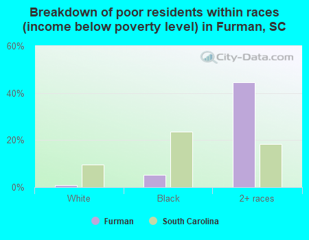 Breakdown of poor residents within races (income below poverty level) in Furman, SC