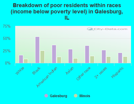 Breakdown of poor residents within races (income below poverty level) in Galesburg, IL