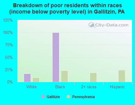 Breakdown of poor residents within races (income below poverty level) in Gallitzin, PA