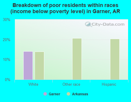 Breakdown of poor residents within races (income below poverty level) in Garner, AR